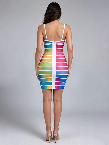 Structured Striped Dress Rainbow HV3010