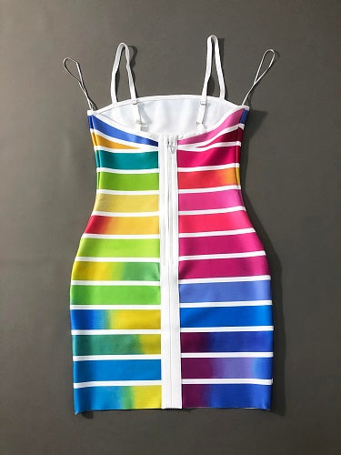 Structured Striped Dress Rainbow HV3010