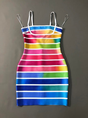 Structured Striped Dress Rainbow HV3010