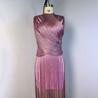 Tassel Detail Maxi Dress Pink HV3018