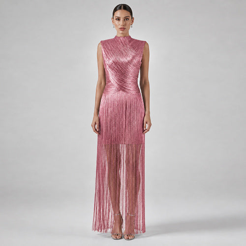 Tassel Detail Maxi Dress Pink HV3018