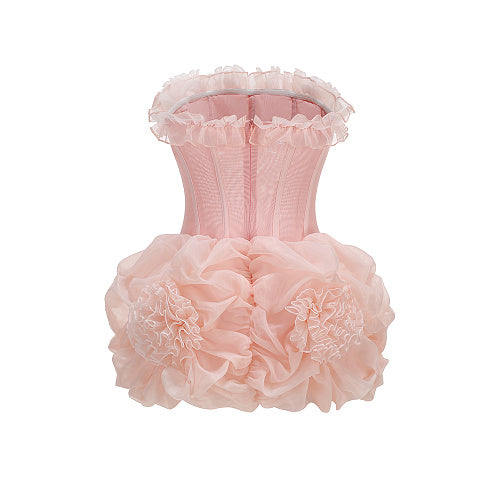 Strapless Floral Structured Dress Pink HV3031