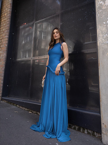Braid Detail A Line Maxi Dress Blue HV3032