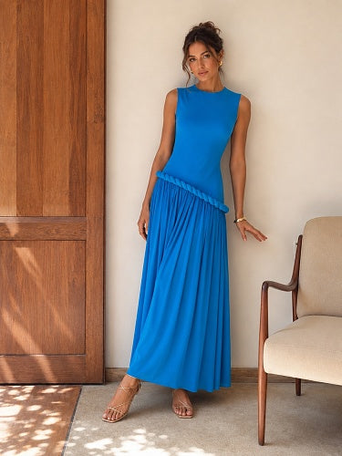 Braid Detail A Line Maxi Dress Blue HV3032