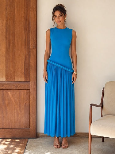 Braid Detail A Line Maxi Dress Blue HV3032