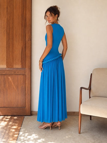 Braid Detail A Line Maxi Dress Blue HV3032