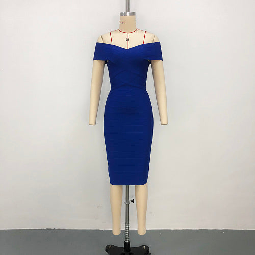 Bardot Structured Midi Dress Blue HV3034