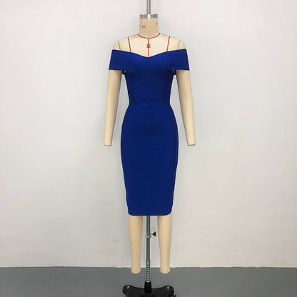Bardot Structured Midi Dress Blue HV3034
