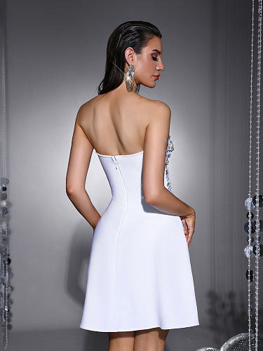 Strapless Crystal A Line Dress Yellow HV3035