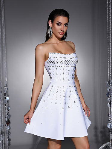 Strapless Crystal A Line Dress Yellow HV3035