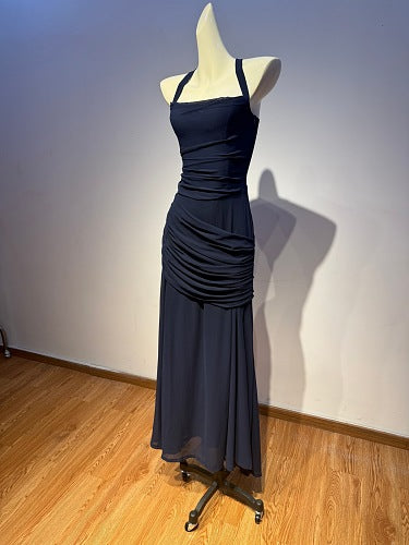 Halter Draped Detail Corset A Line Maxi Dress Yellow HV2962