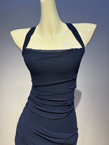 Halter Draped Detail Corset A Line Maxi Dress Yellow HV2962