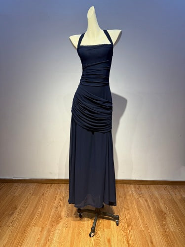 Halter Draped Detail Corset A Line Maxi Dress Yellow HV2962