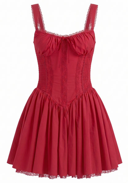 Lace Insert A Line Corset Dress HV3048