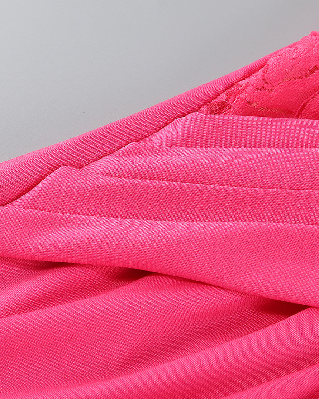 Lace Long Sleeve Draped Maxi Dress Hot Pink HV1768