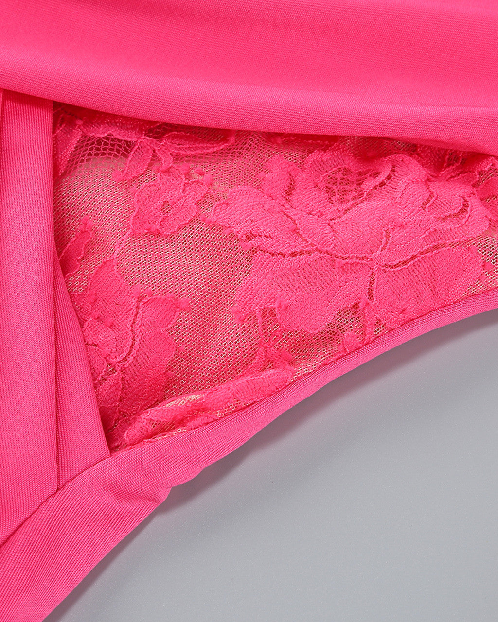 Lace Long Sleeve Draped Maxi Dress Hot Pink HV1768