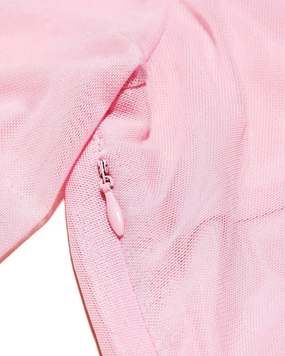 Long Sleeve Ruched Detail Maxi Dress Pink