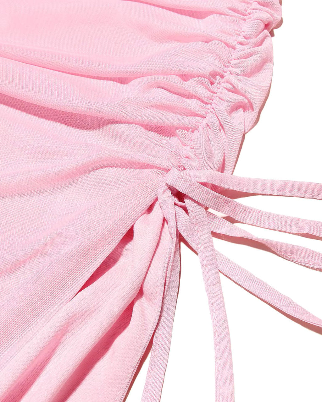 Long Sleeve Ruched Detail Maxi Dress Pink