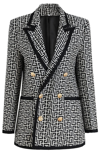 Long Sleeve Blazer Black White
