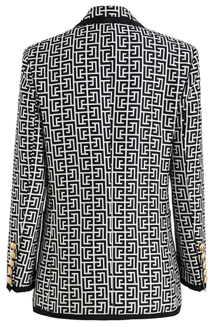 Long Sleeve Blazer Black White