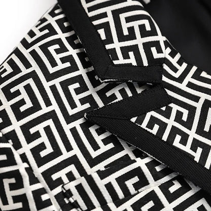 Long Sleeve Blazer Black White