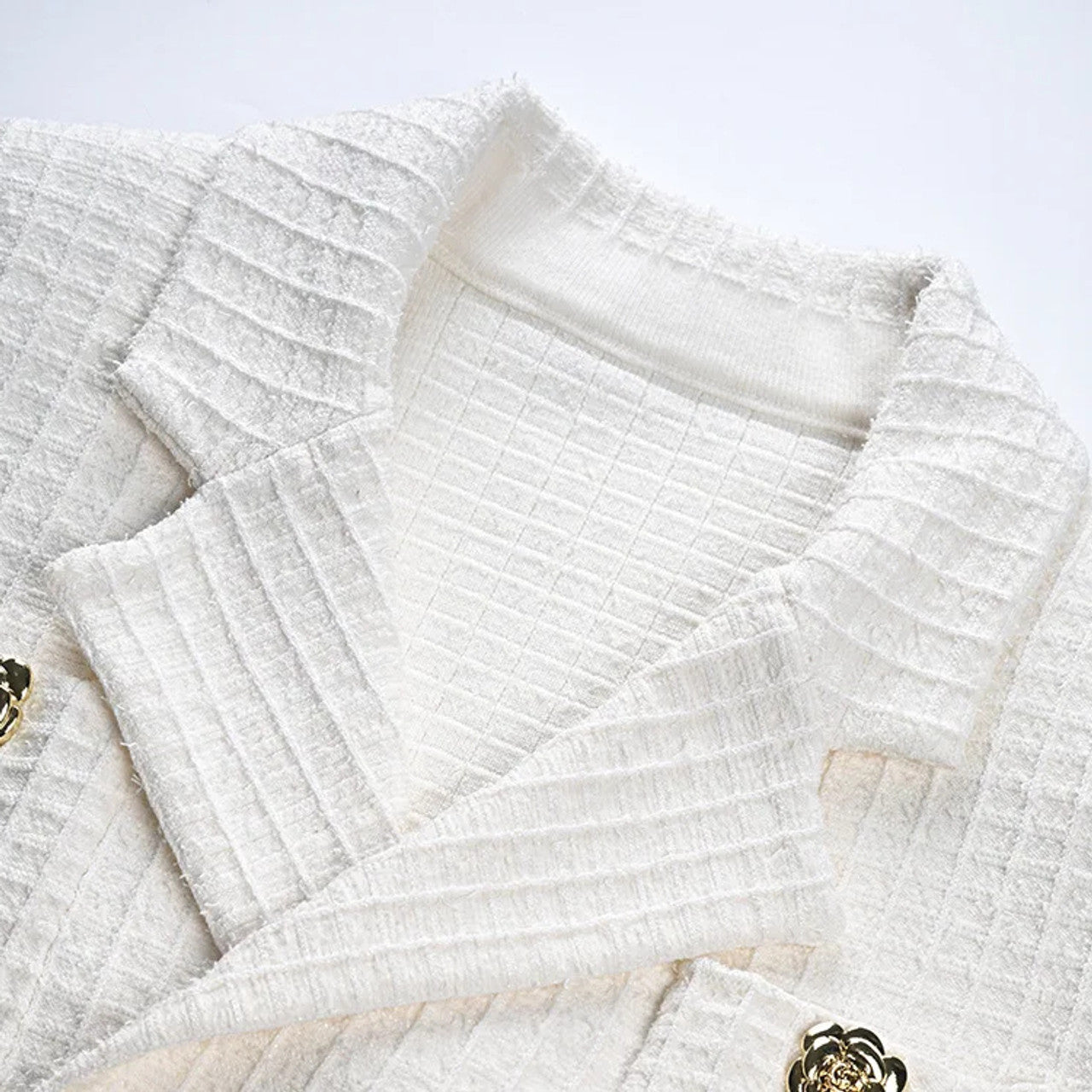 Long Sleeve Blazer Skirt Suit White