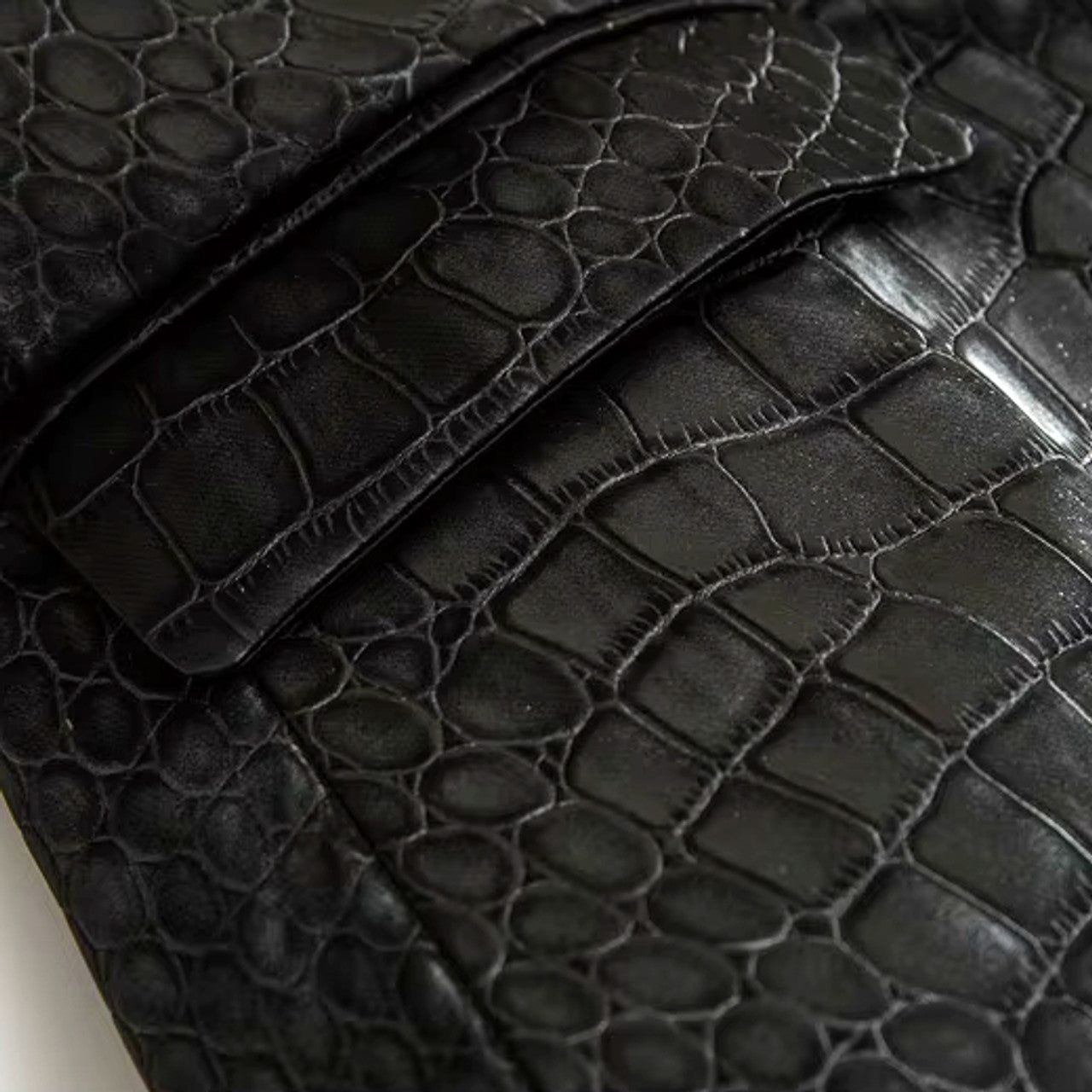 Long Sleeve Crocodile Faux Leather Jacket Black