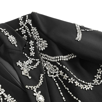 Long Sleeve Crystal Embellished Blazer