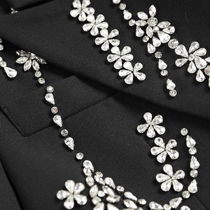 Long Sleeve Crystal Embellished Blazer
