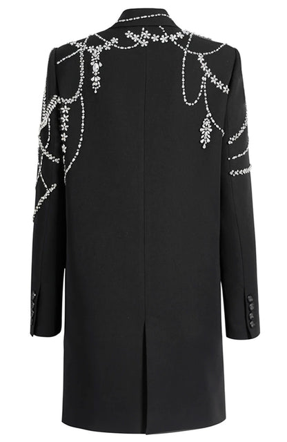 Long Sleeve Crystal Embellished Blazer