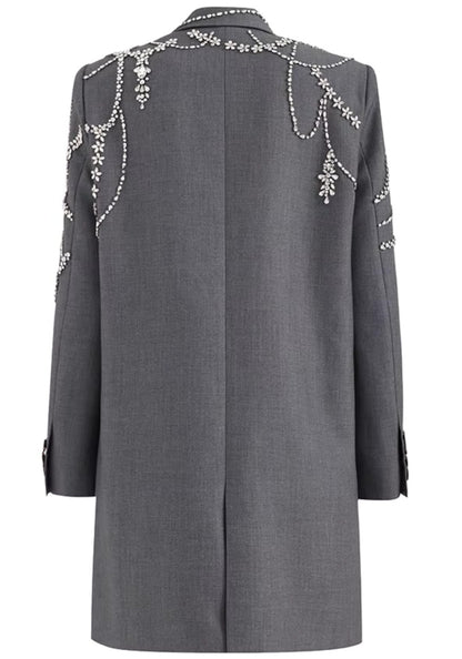 Long Sleeve Crystal Embellished Blazer