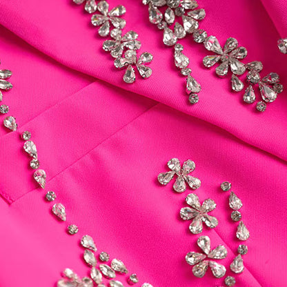 Long Sleeve Crystal Embellished Blazer