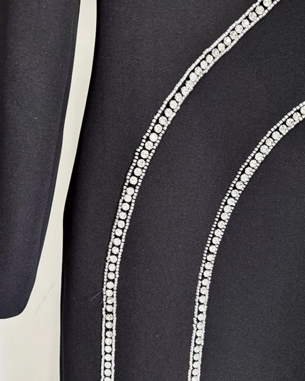 Long Sleeve Crystal Flower Maxi Dress Black