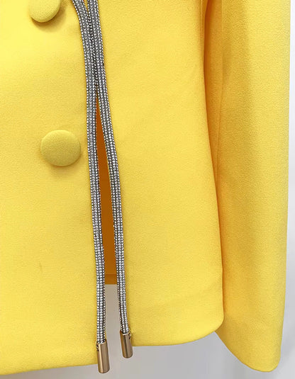 Long Sleeve Crystal Trim Suit Yellow  HV9927