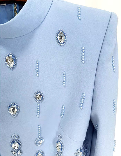 Long Sleeve Crystal Two Piece Dress