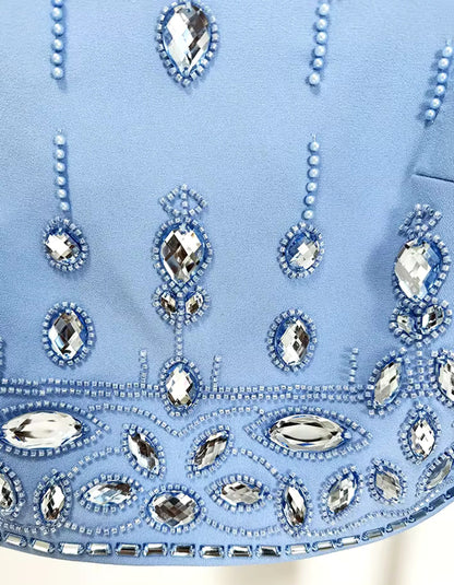 Long Sleeve Crystal Two Piece Dress