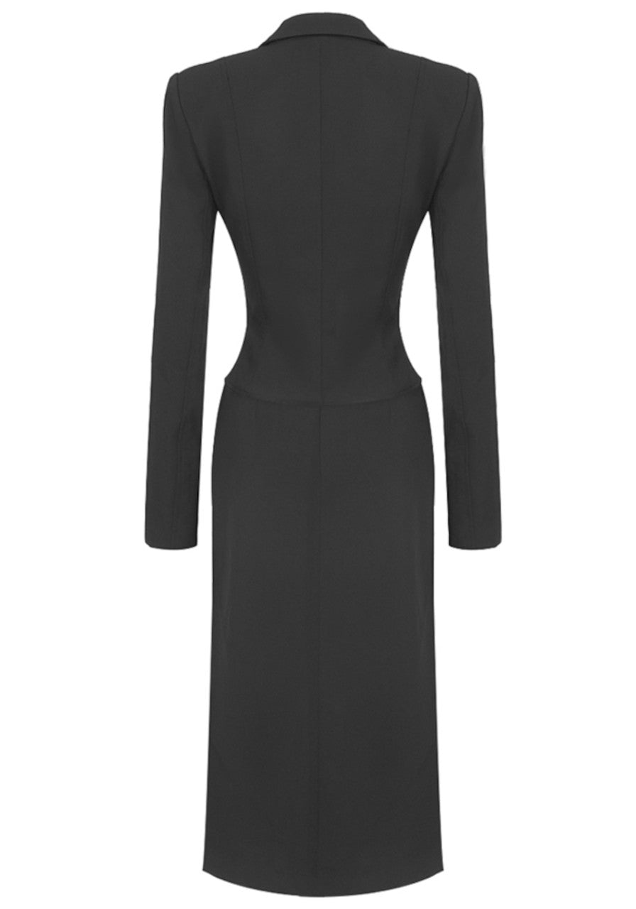 Long Sleeve Cut Out Two Piece Midi Dress Black