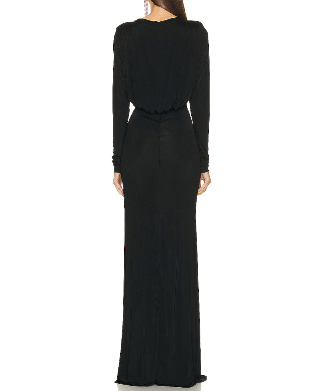 Long Sleeve Draped Cut Out Maxi Dress Black