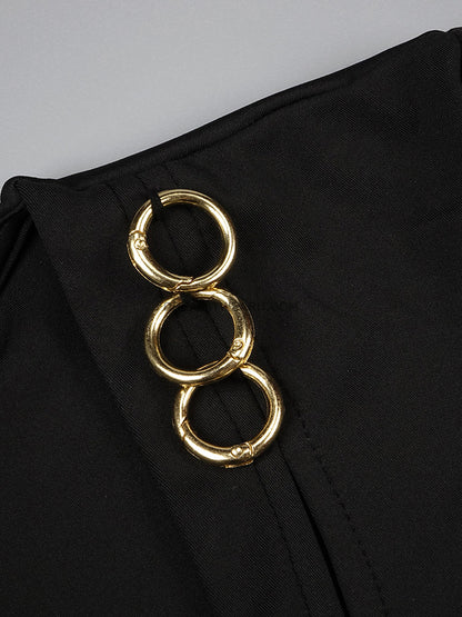 Long Sleeve Embellished Maxi Dress Black
