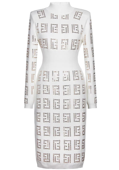 Long Sleeve Embellished Knitted Midi Dress
