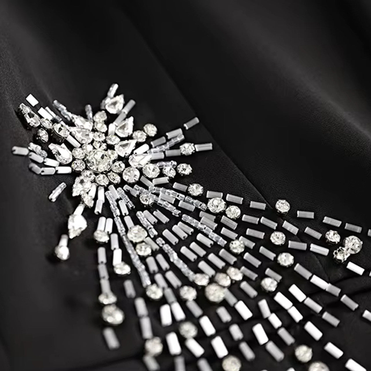 Long Sleeve Embellished Detail Suit Black