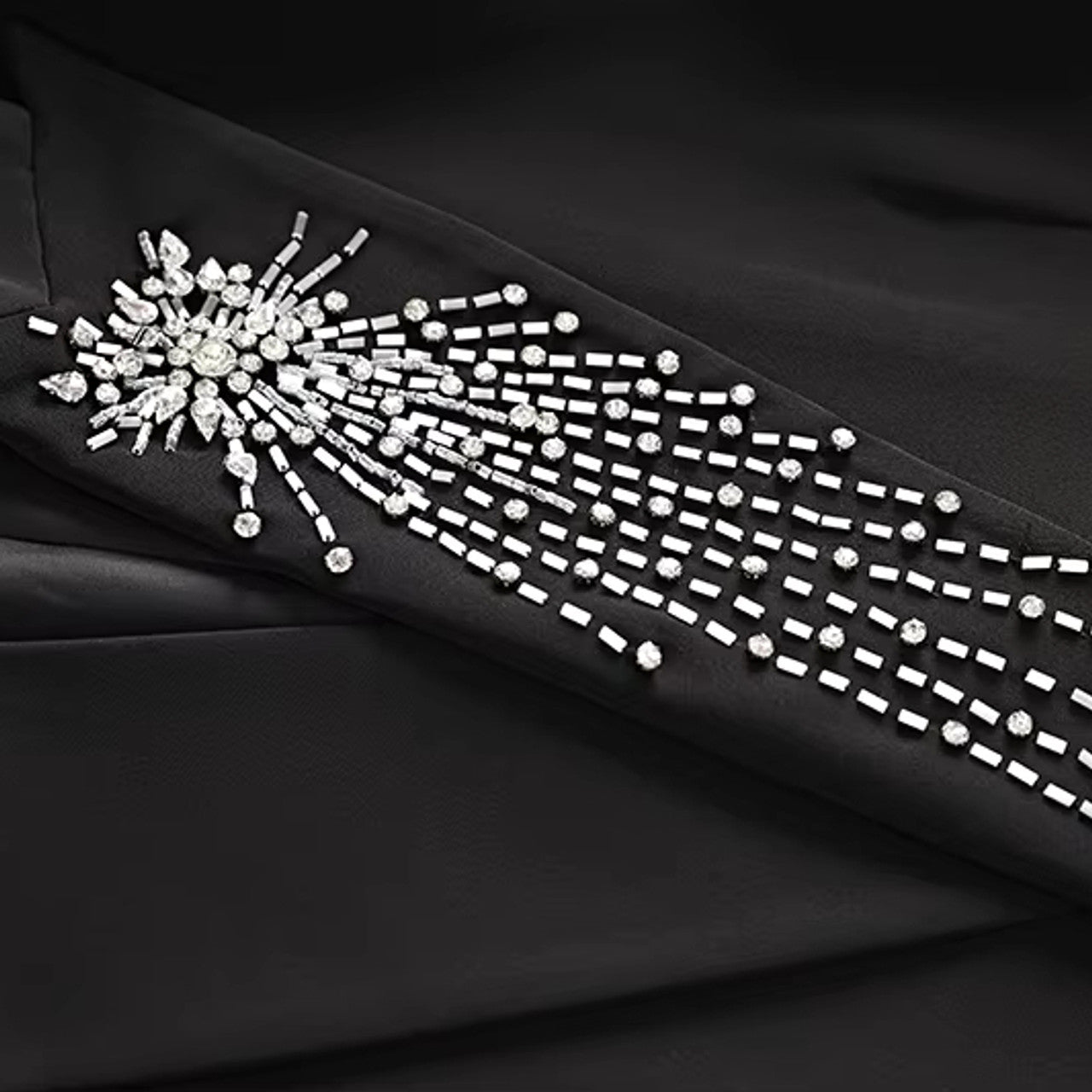 Long Sleeve Embellished Detail Suit Black