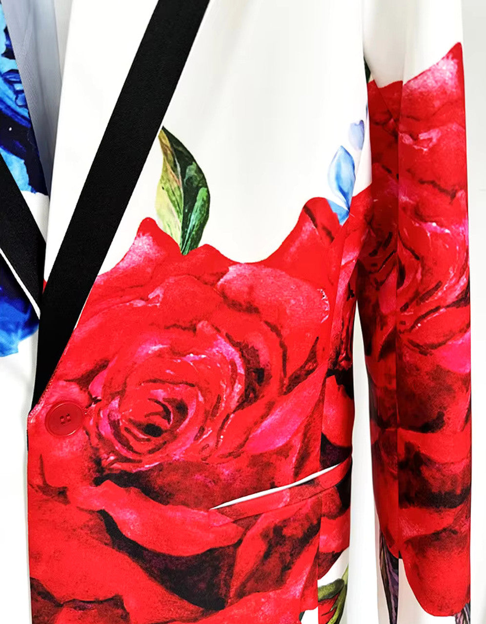 Long Sleeve Floral Suit White Blue Red