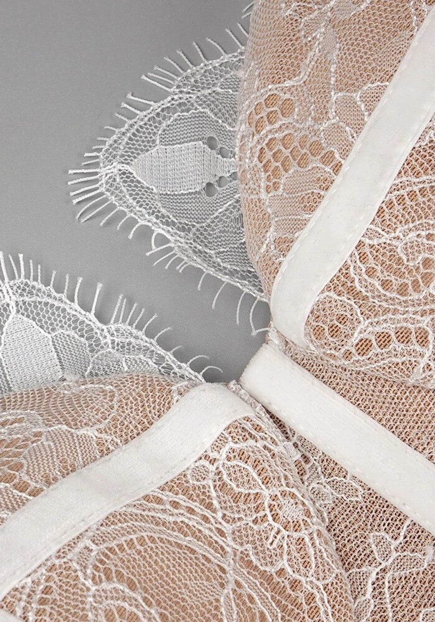 Long Sleeve Lace Corset A Line Dress White HV1200
