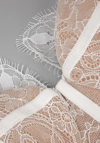 Long Sleeve Lace Corset A Line Dress White HV1200