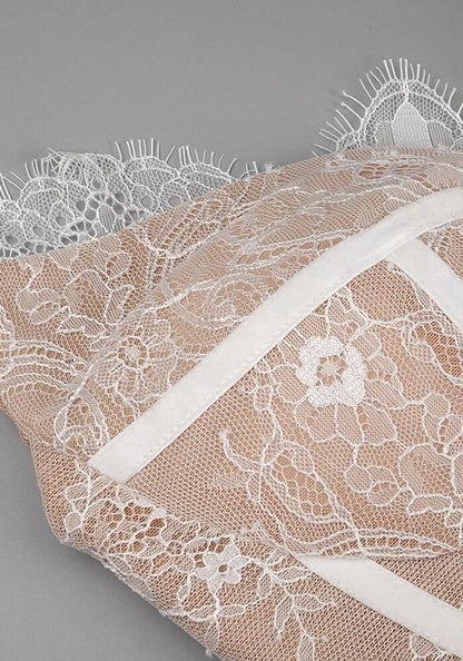 Long Sleeve Lace Corset A Line Dress White HV1200