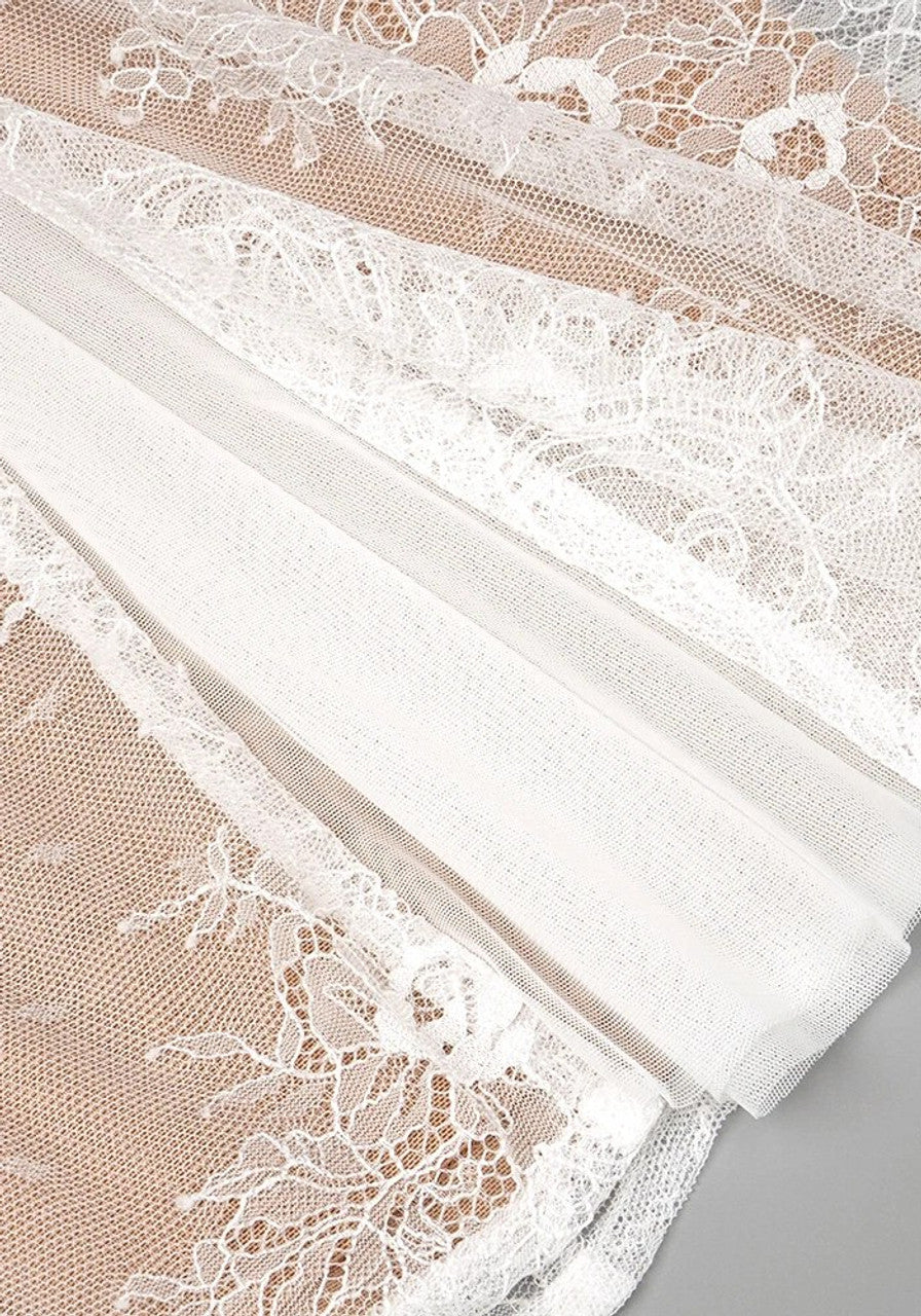 Long Sleeve Lace Corset A Line Dress White HV1200