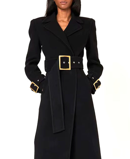Long Sleeve Midi Coat Black