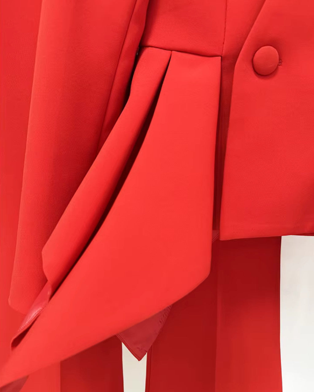 Long Sleeve Peplum Detail Suit Red