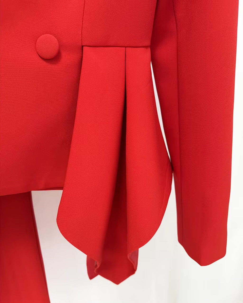 Long Sleeve Peplum Detail Suit Red